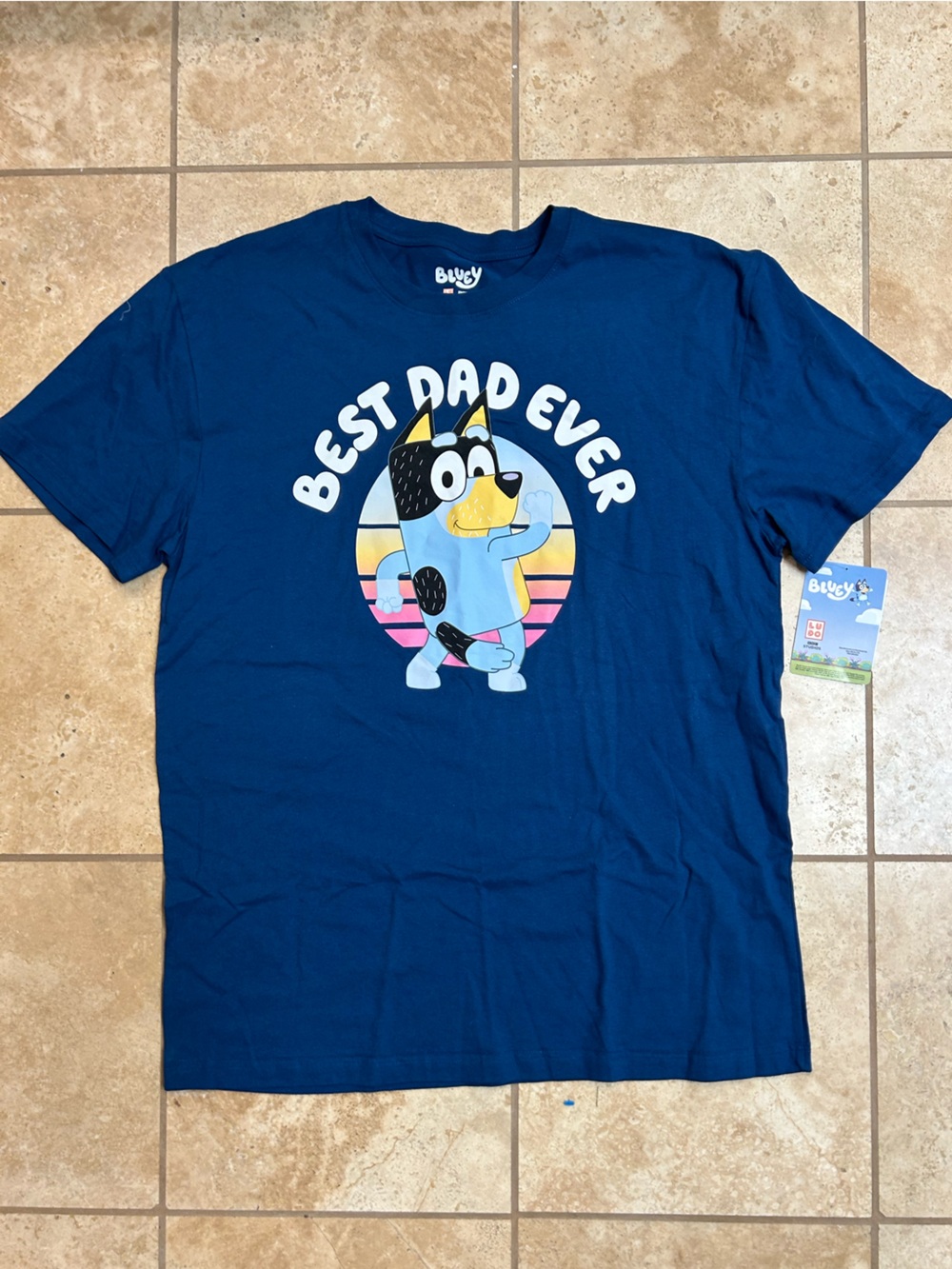 Bluey "Best Dad Ever" Navy Short Sleeve Tee - NWT